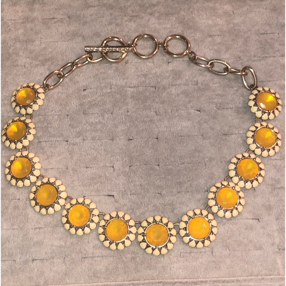 Liz Claiborne Brand necklace: Multi-Medals Links with Citrine-Look Stones.